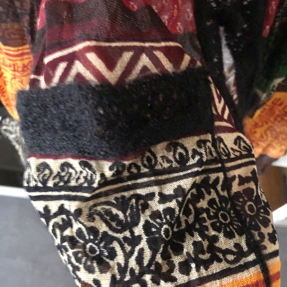 SOLD! Jean Paul Gaultier Sanskrit Tattoo Nylon Mesh Cardigan w Scarf SZ M - Picture 5 of 13
